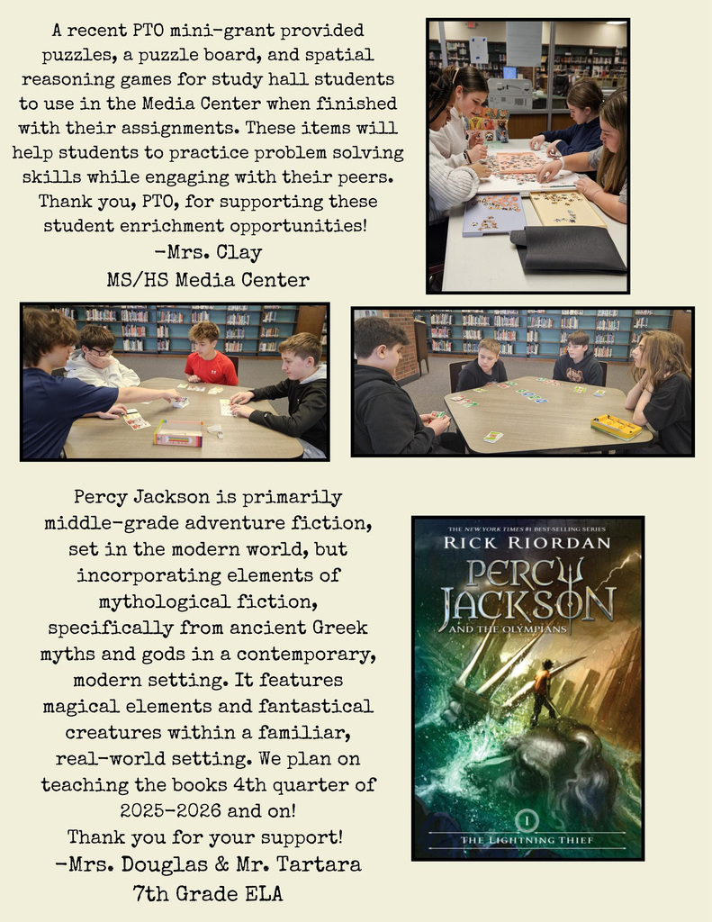 Cuyahoga Heights Schools is grateful for the continued support of the CHS PTO, whose Teacher Mini-Grants are making a direct impact in our classrooms.  Through these grants, teachers and staff have been able to bring new resources, hands-on learning tools, and engaging experiences to students across all grade levels. From literacy materials and math manipulatives to STEM supplies, flexible seating, and even support for student activities and performances, these funds are helping create meaningful learning opportunities every day.  Thank you to our PTO for investing in our students, supporting our educators, and helping bring innovative ideas to life in our schools.