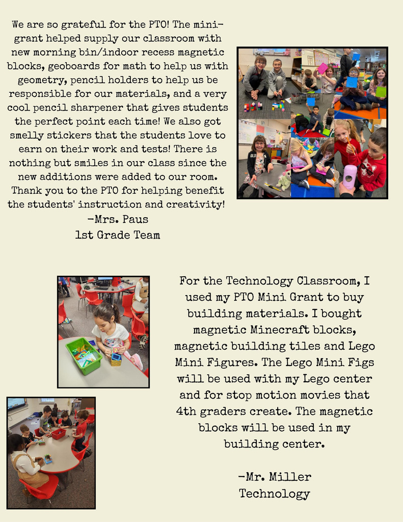 Cuyahoga Heights Schools is grateful for the continued support of the CHS PTO, whose Teacher Mini-Grants are making a direct impact in our classrooms.  Through these grants, teachers and staff have been able to bring new resources, hands-on learning tools, and engaging experiences to students across all grade levels. From literacy materials and math manipulatives to STEM supplies, flexible seating, and even support for student activities and performances, these funds are helping create meaningful learning opportunities every day.  Thank you to our PTO for investing in our students, supporting our educators, and helping bring innovative ideas to life in our schools.