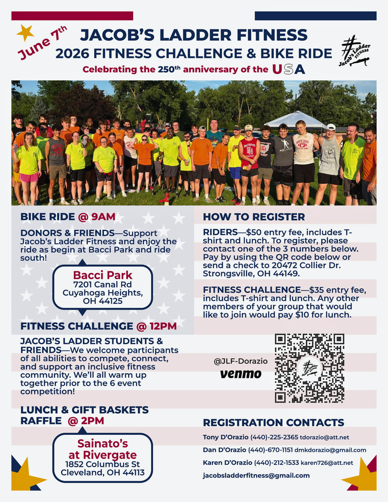 Jacob's Ladder Fitness Challenge and Bike Ride is on June 7!