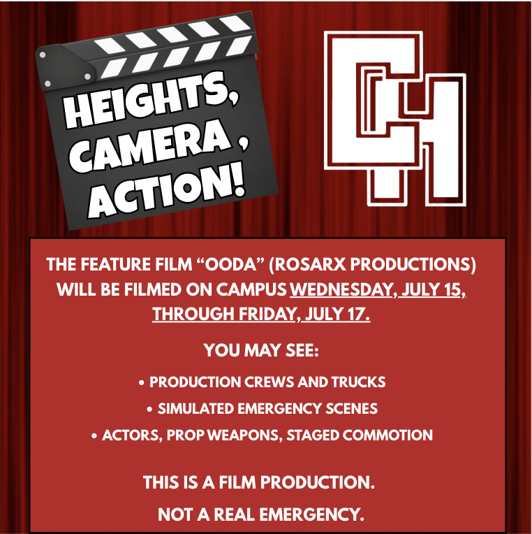 Movie being filmed on campus from July 15-17. 
