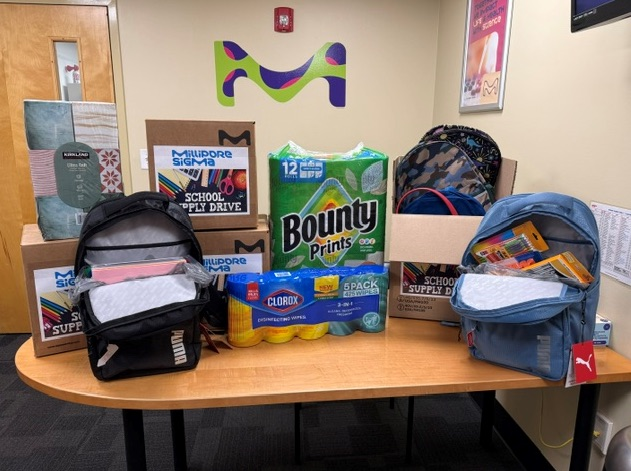 School supplies donated from Millipore Sigma