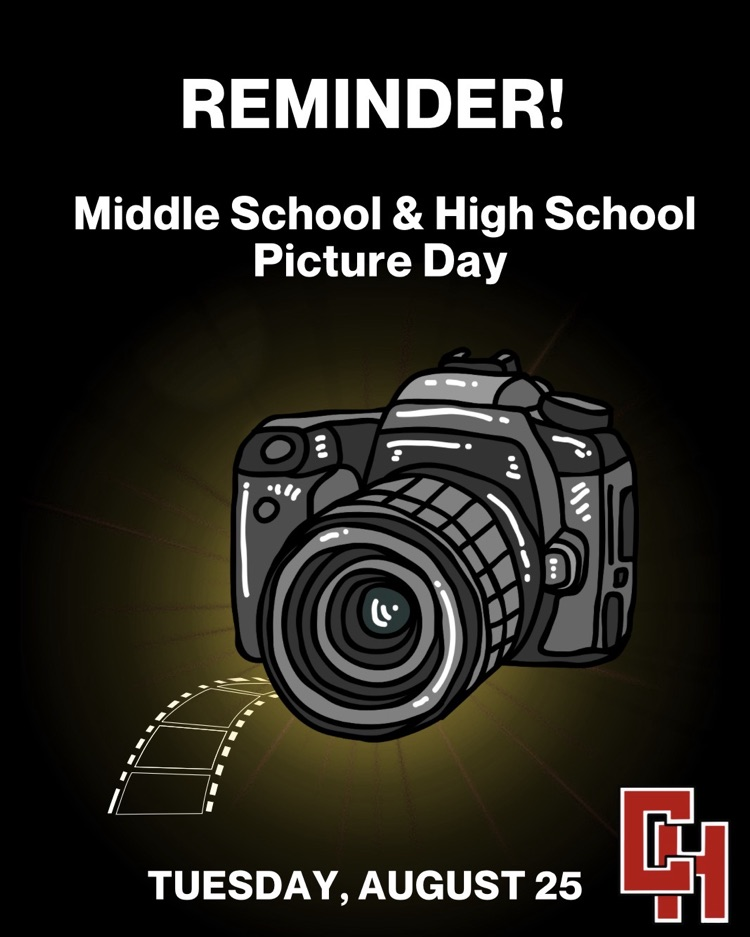 Picture Day Reminder for tomorrow, 8/25/26  