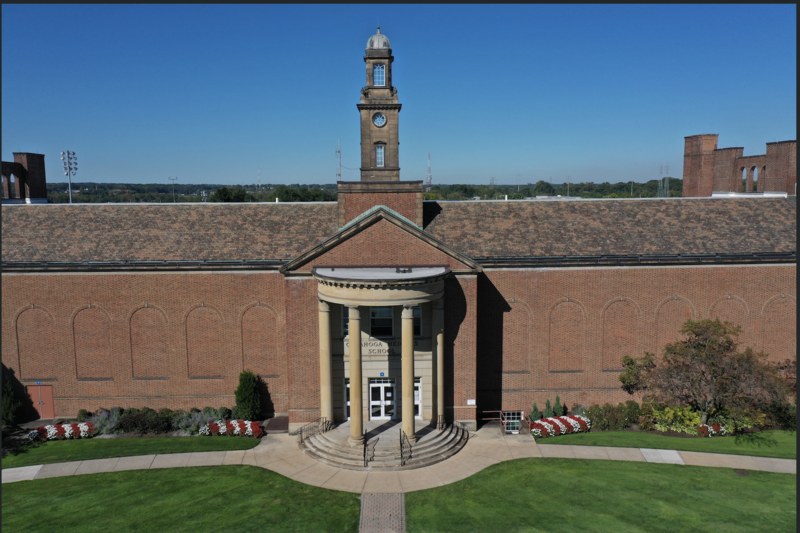 Image of CHS front of building from a drone