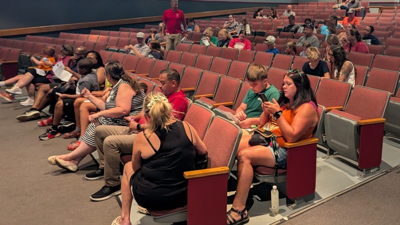 Student orientation in the auditorium. 