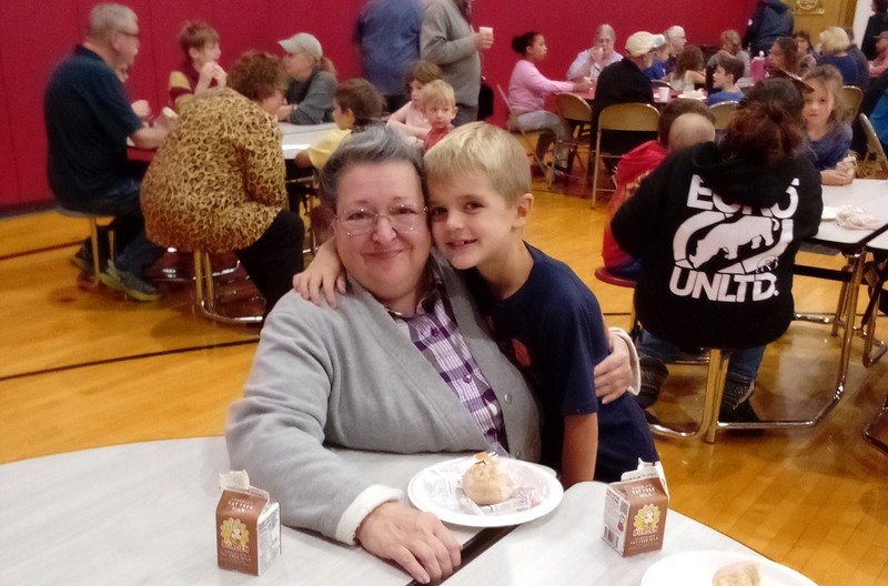 Students with grandmother.