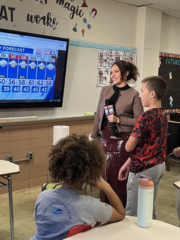 Walter does a weather segment with Dahlia Castillo and Lincoln Candow.