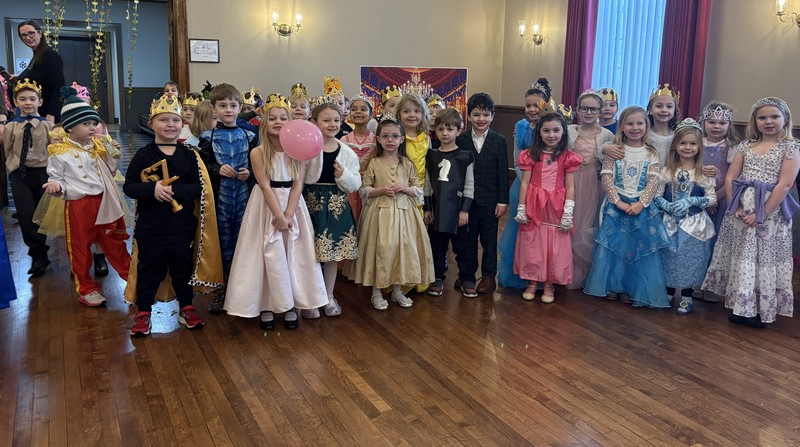 Kindergarten class dressed for Ball. 