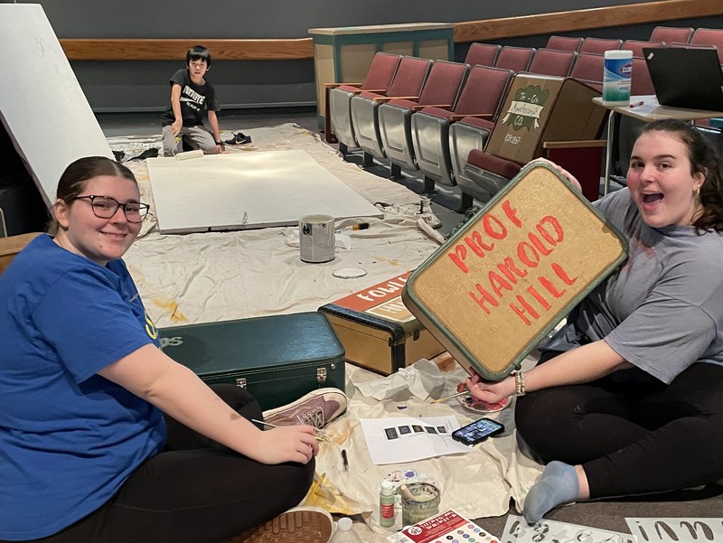 Students working on the set. 