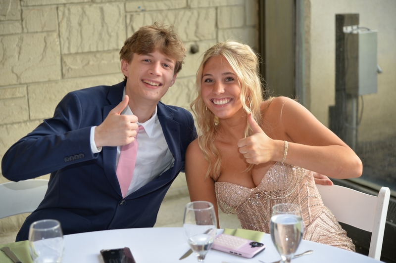 A couple enjoys dinner. 