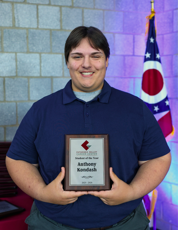 Anthony Kondash and his award. 