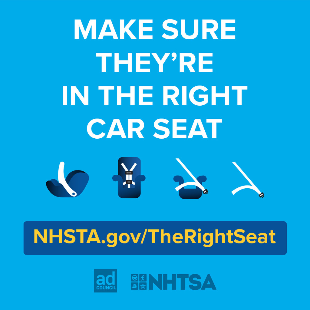"make sure they're in the right seat" NHTSA ad