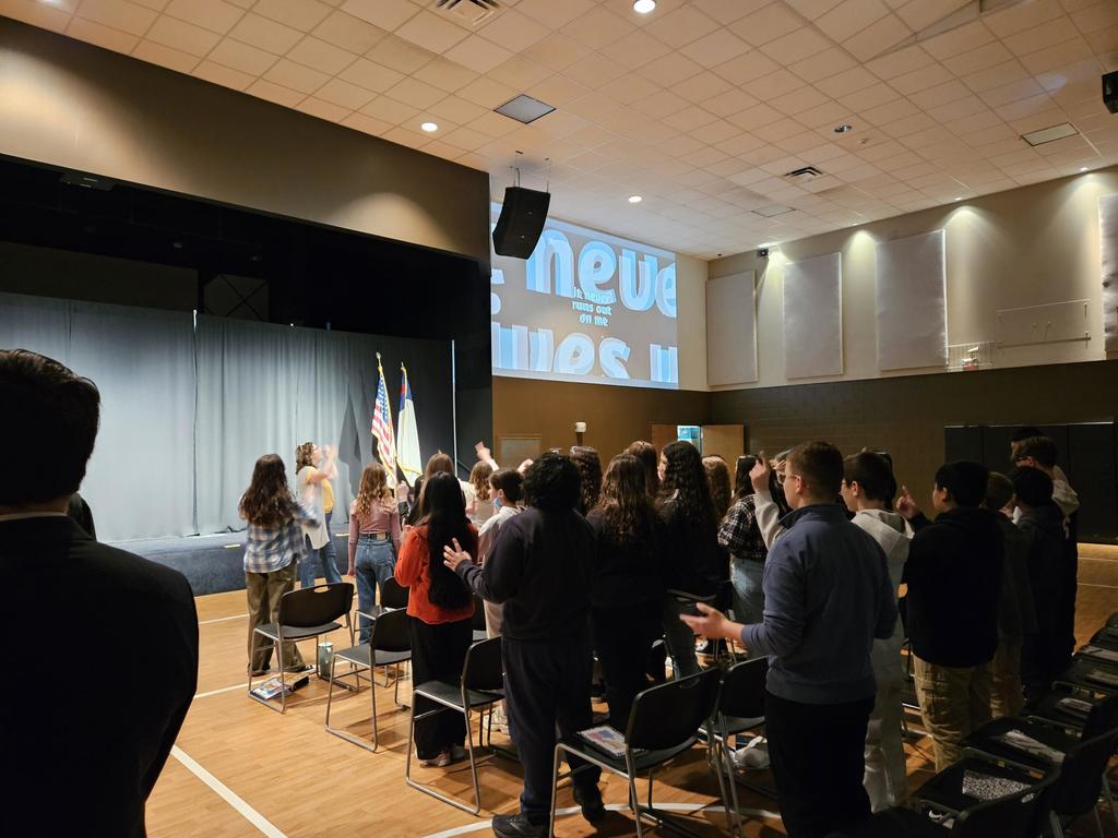 Middle school chapel singing