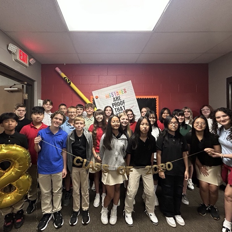 8th grade class on their first day of school 