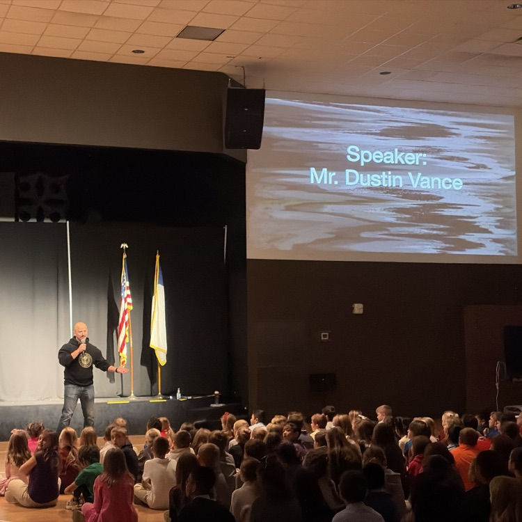 Mr. Vance speaking to students and staff