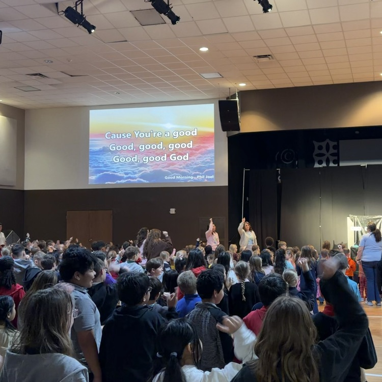 preschool students and teachers leading chapel worship