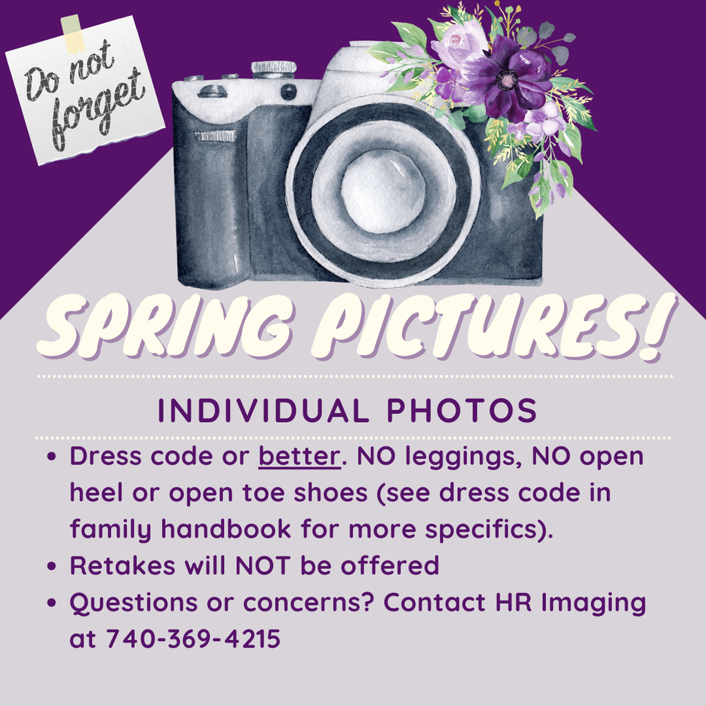 Picture Day Info - call the school office for details 