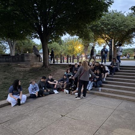 students visiting memorials on eighth grade trip