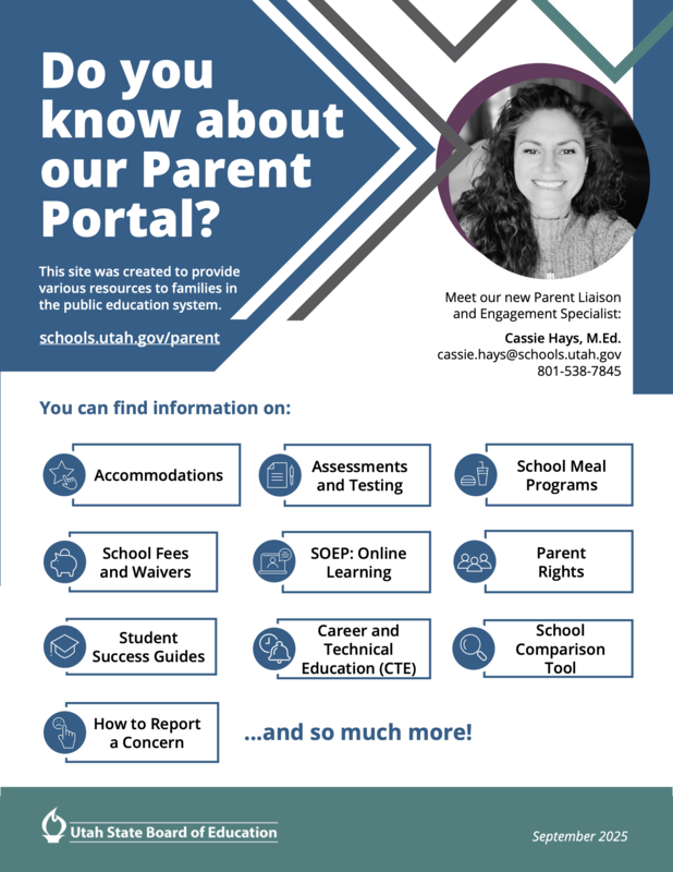 Information regarding the USBE Parent Portal.