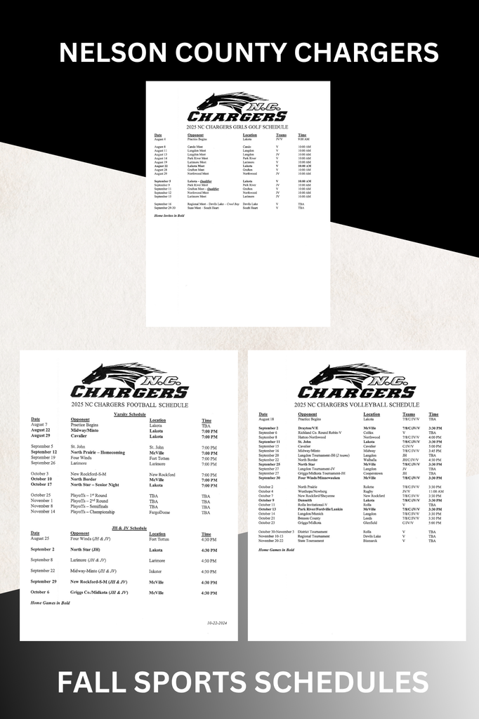Fall Sports Schedules