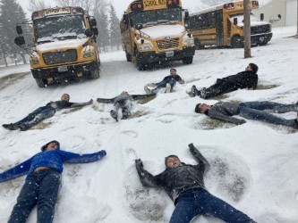 7th graders in snow