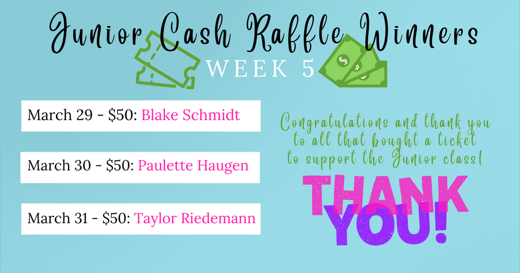 Raffle Winners Week 5