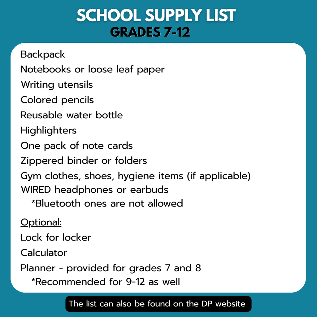 school supply list