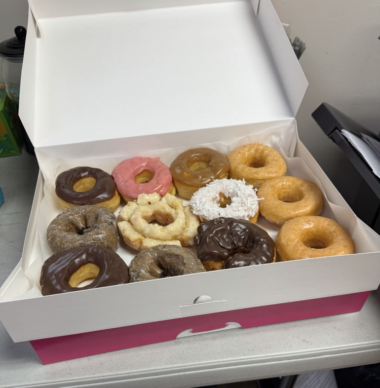 A box of donuts. 