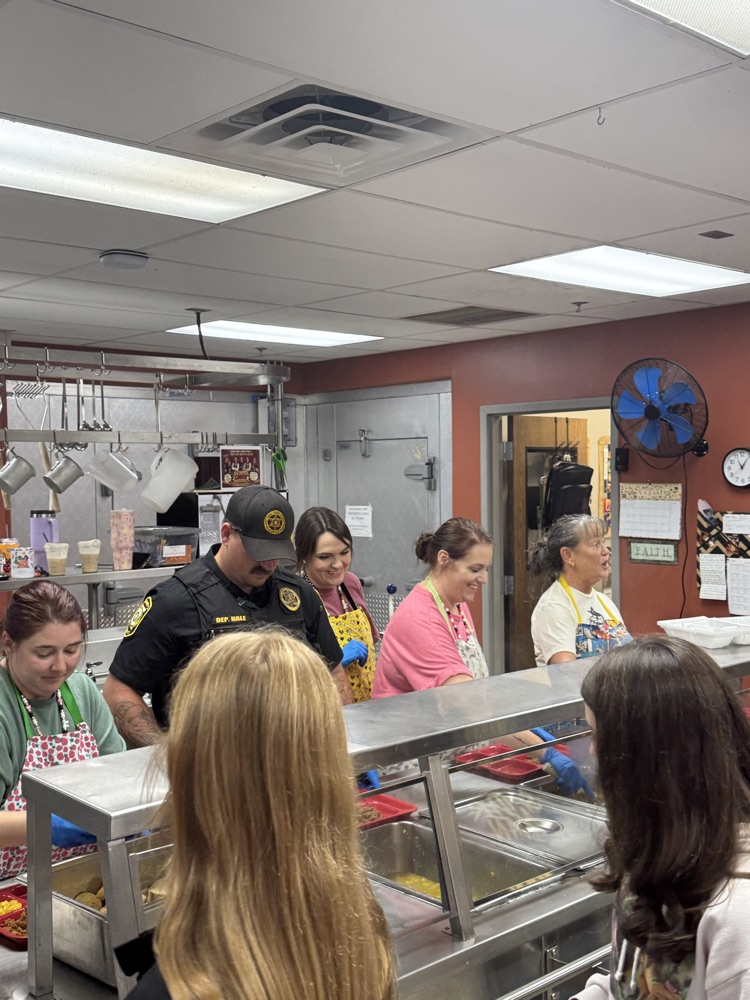 SRO helping in the cafeteria  