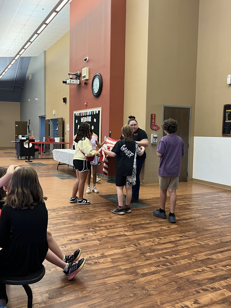 students learning flag etiquette