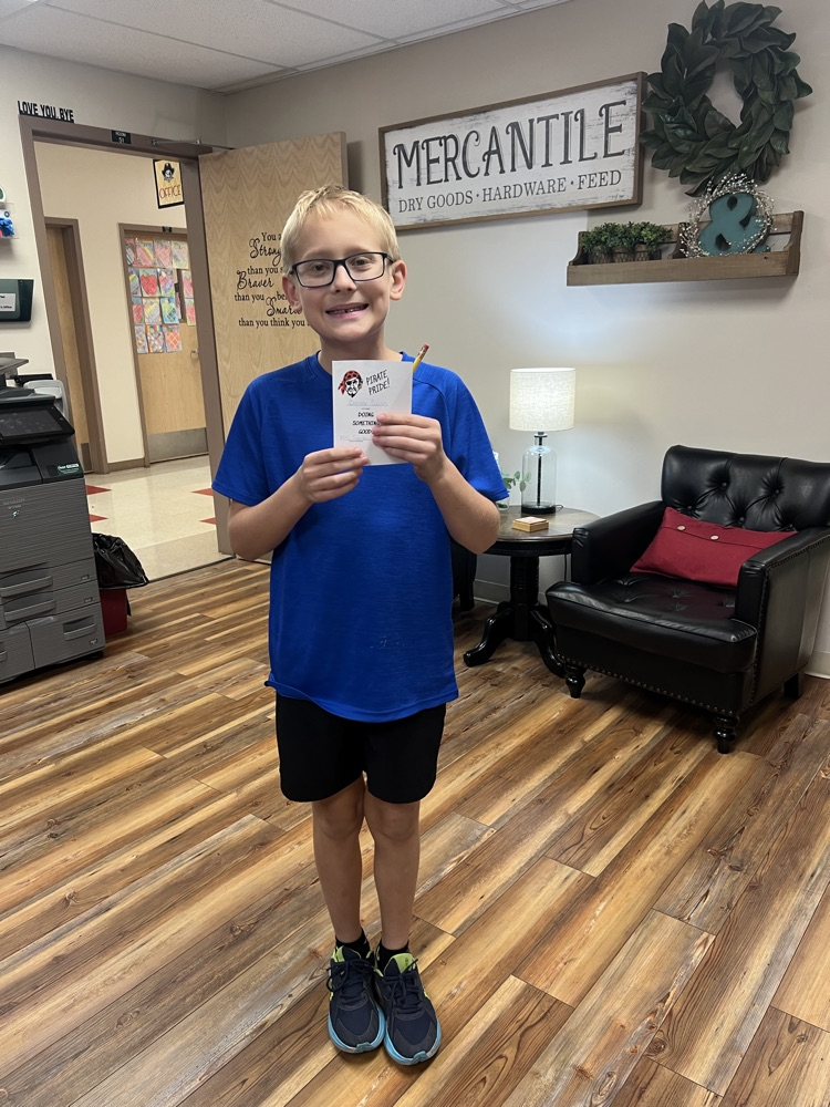 Conner earned a Pirate Pride for being kind, helpful, and hard-working!