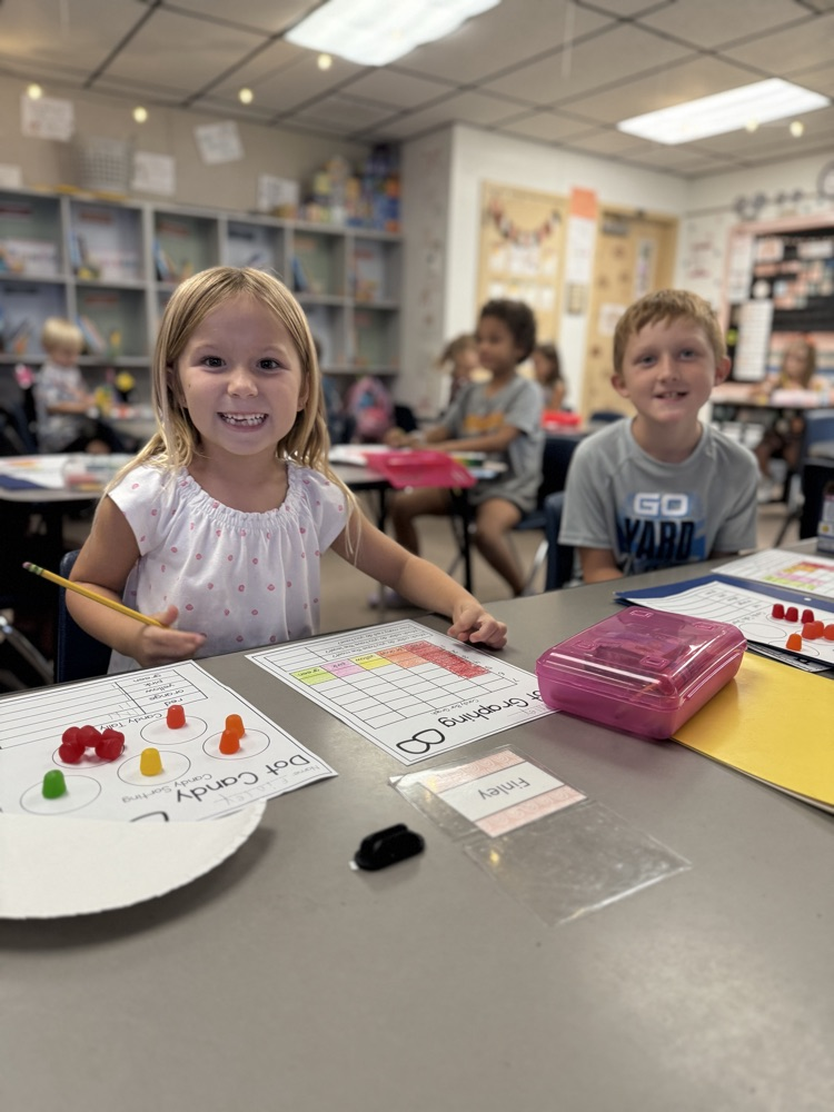 students working on dot day activities