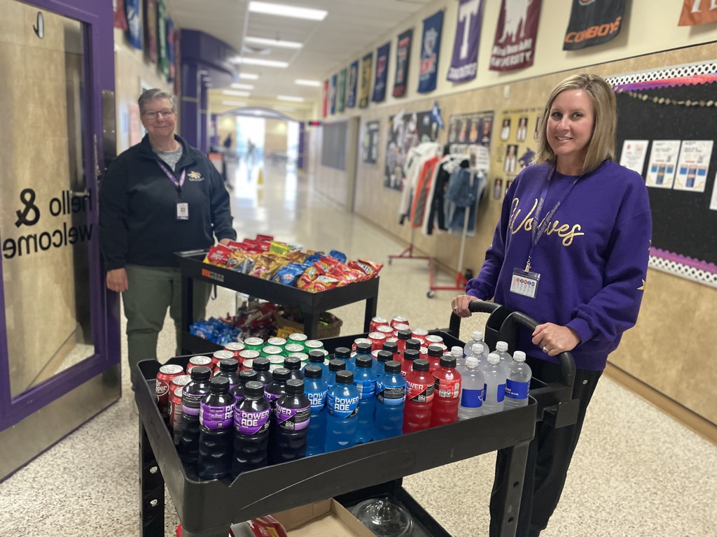 Mrs. Maddox and Mrs. Richmond making sure the teachers have an afternoon pick me up.