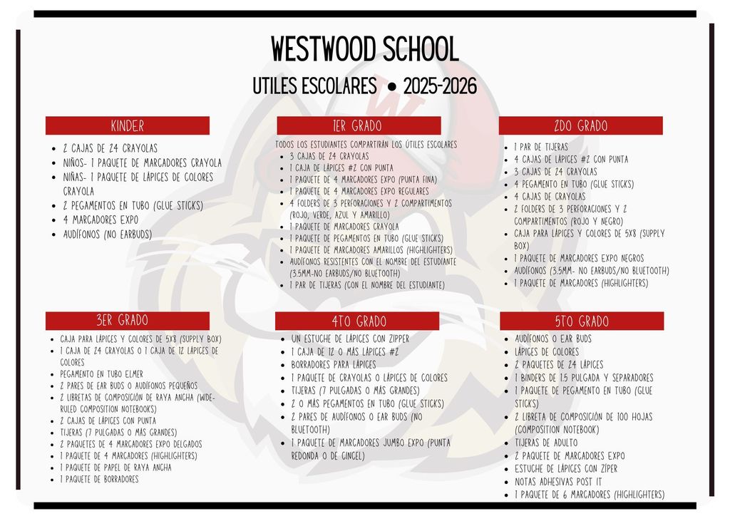 School Supply List 2025-2026-Spanish