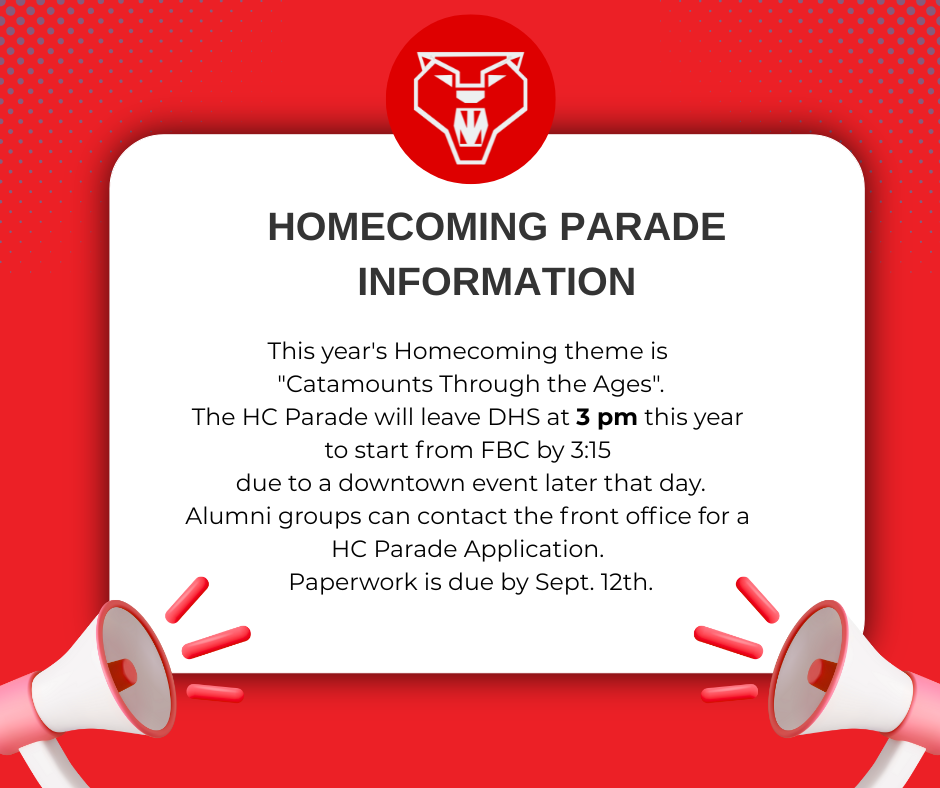 Parade applications available in the front office