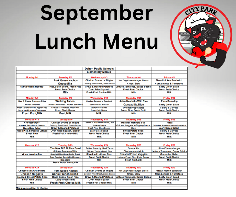 September Lunch Menu