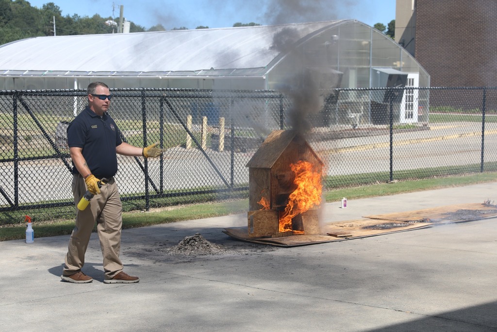 Amy Gleaton’s Forensics class at Dalton High School received funding through the Dalton Education Foundation’s Grants for Instruction program to purchase materials for engineering students to build spec houses and stick houses. Once completed, these student-built structures were used in partnership with the Dalton Fire Department Arson Unit to study fire behavior and learn important fire safety skills.