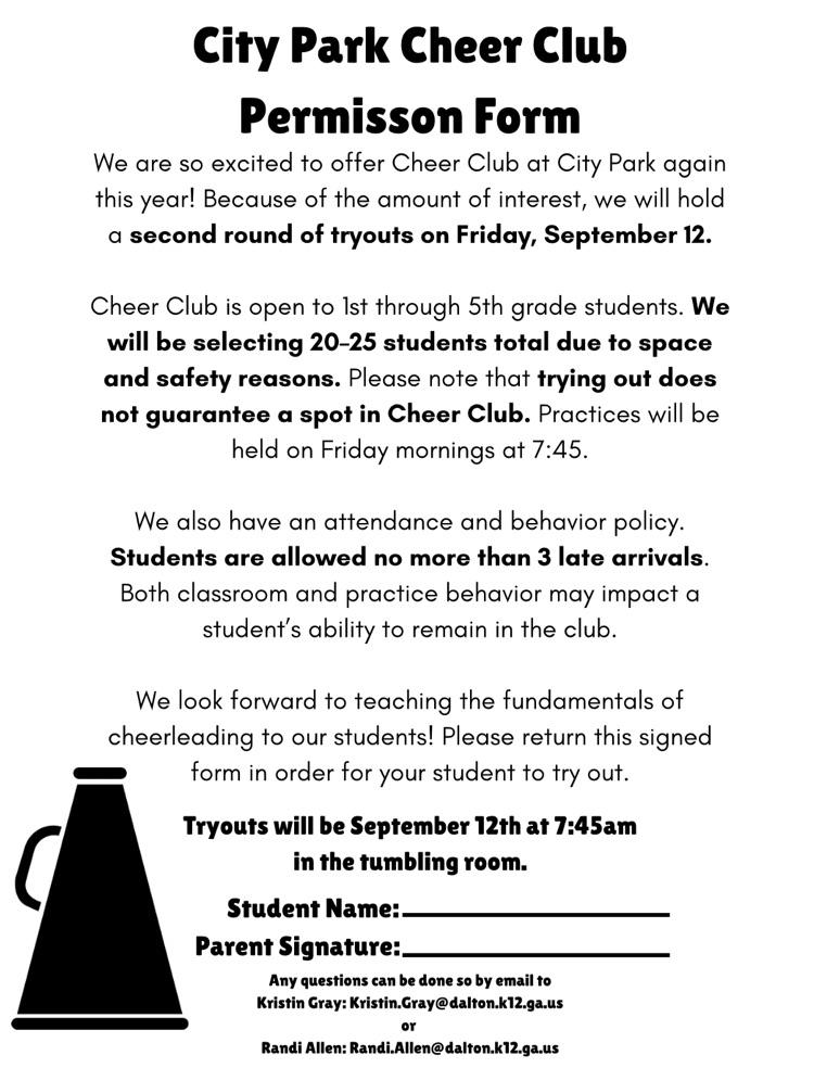 Cheer club permission form
