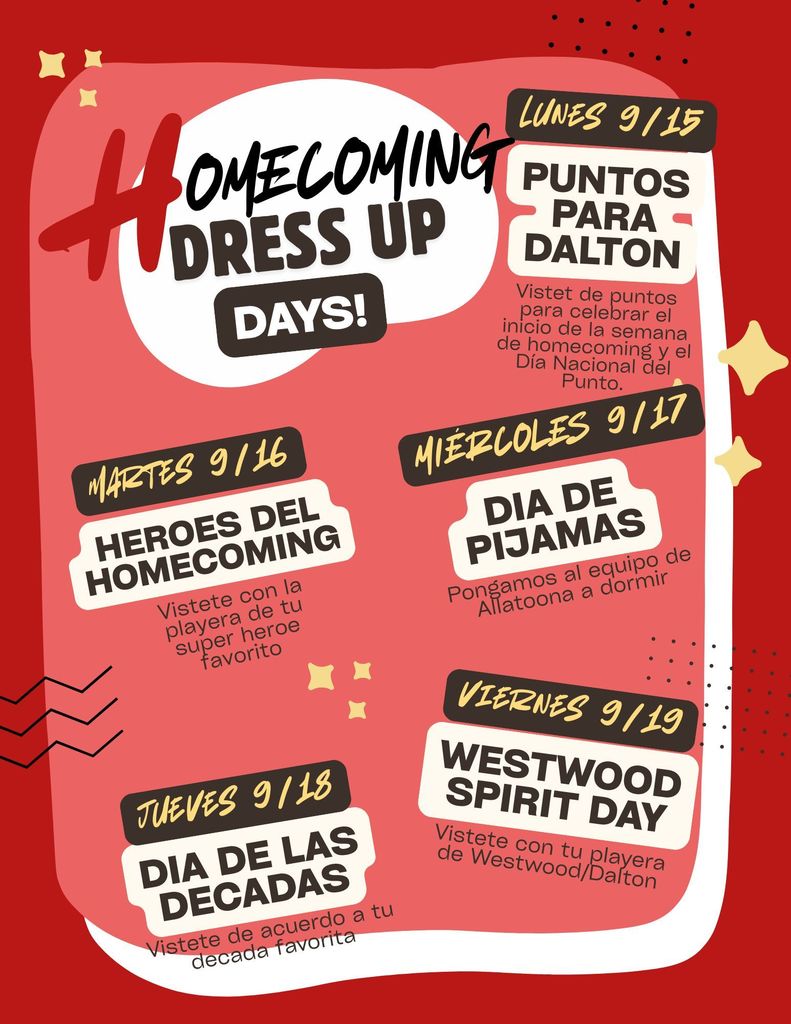 Homecoming Dress Up Days Flyer-Spanish