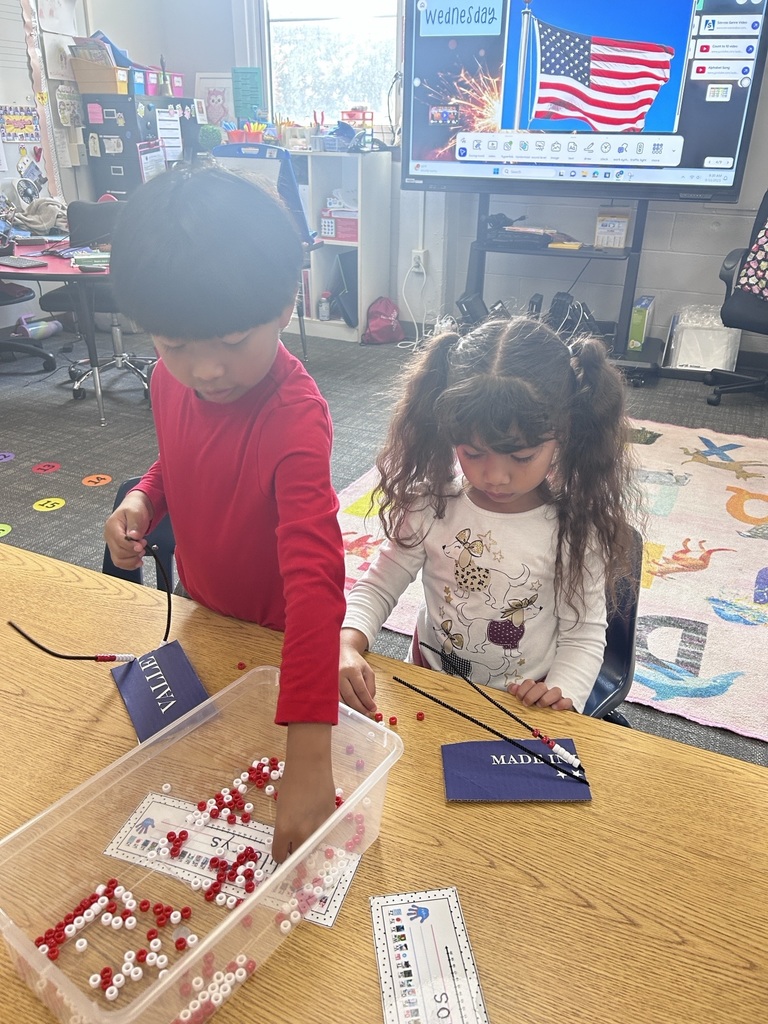 Students with patriotic items 