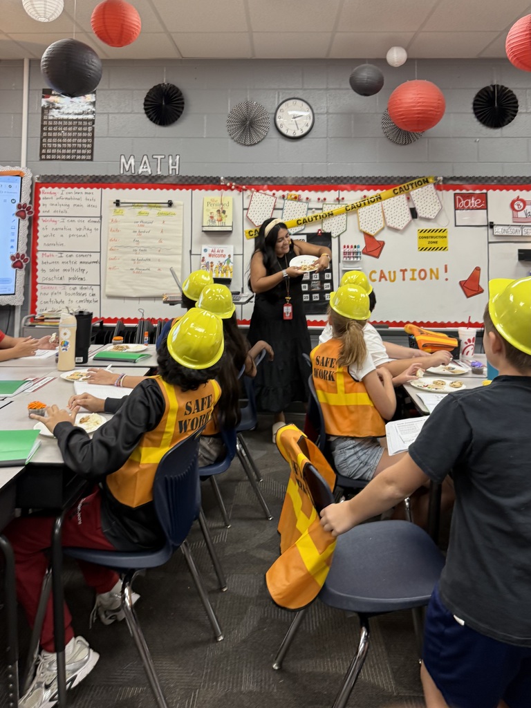 Classroom Spotlight: Fifth graders in Mrs. Mariela Vazquez’s class at Brookwood School transformed their room into an Earth Construction Zone!  Wearing yellow helmets and orange vests, students explored constructive and destructive processes that shape our planet. Using Chips Ahoy cookies, graham crackers, frosting, and chocolate chips, they modeled divergent, convergent, and transform boundaries—all inside a “caution-taped” construction zone! Hands-on learning made science come alive as students discovered how the Earth is constantly changing beneath our feet.