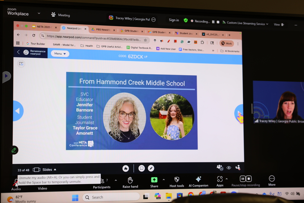 We are so proud of Hammond Creek Middle School Broadcasting and Communications Teacher Jennifer Barmore and Dalton Junior High School student Taylor Grace Amonett for presenting with PBS News Hour Student Reporting Labs at the National Educational Telecommunications Association (NETA) Conference!