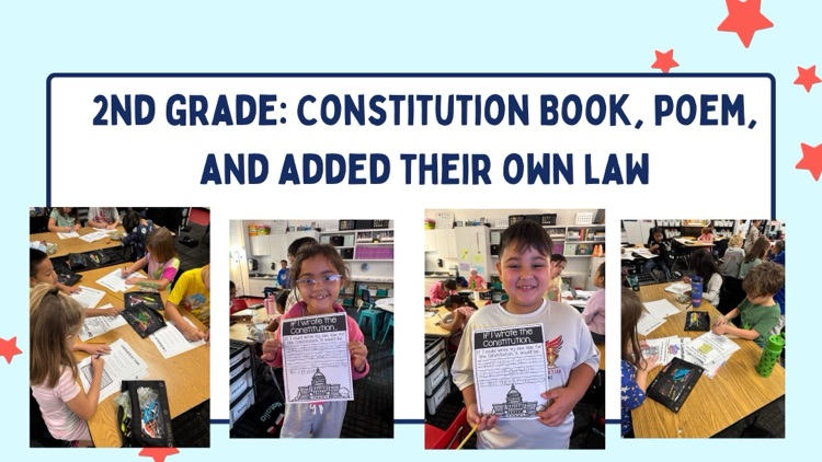 Second Grade writing poems for Constitution Day