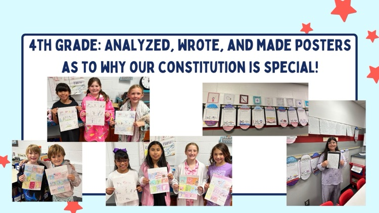 Fourth Grade making poster for Constitution Day 