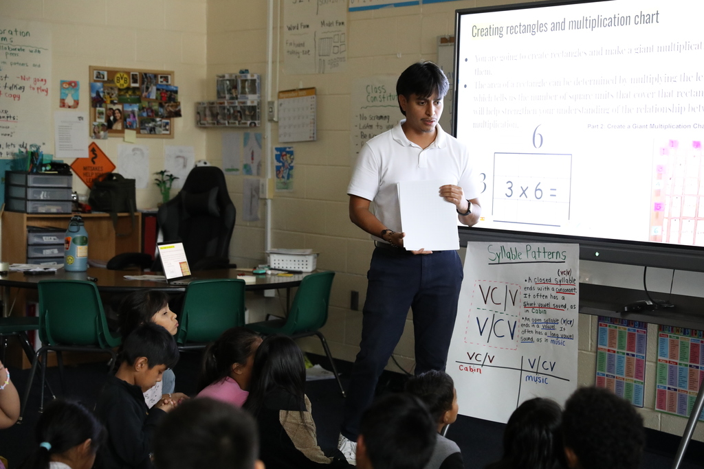 Classroom Spotlight: In Cesar Martinez’s classroom at Blue Ridge School, students brought math to life by creating giant multiplication charts! Through hands-on activities, they explored rectangles and multiplication in a fun and engaging way during their math instruction time.
