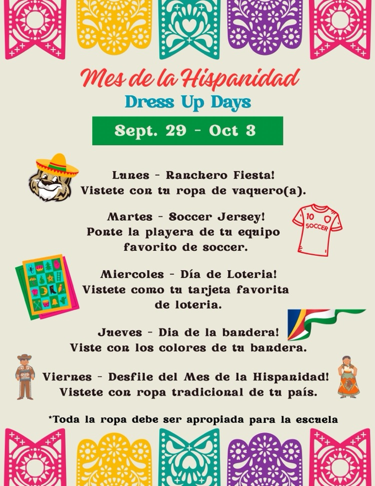 Hispanic Heritage Month Dress Up Days Flyer-Spanish 