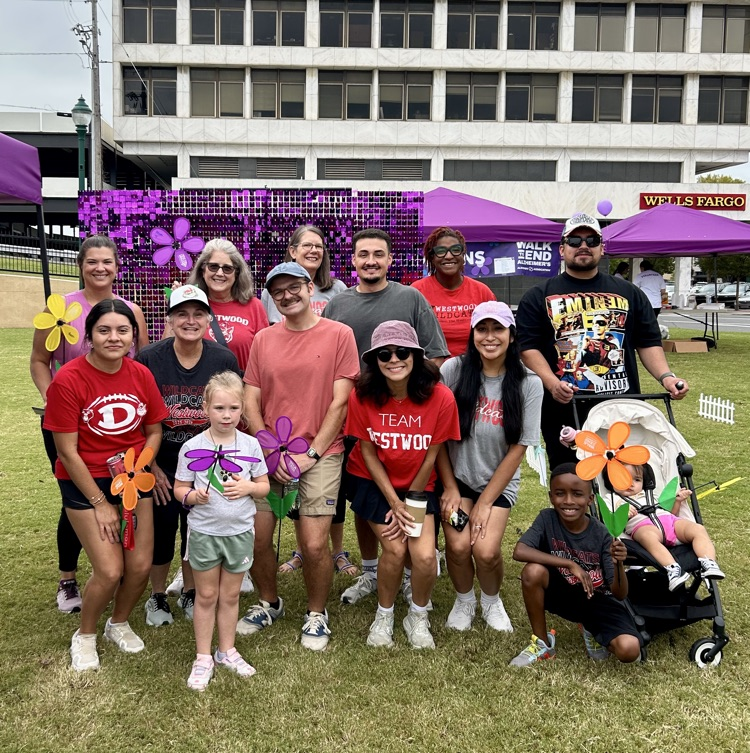A group picture of Westwood staff at the Alzheimer’s walk