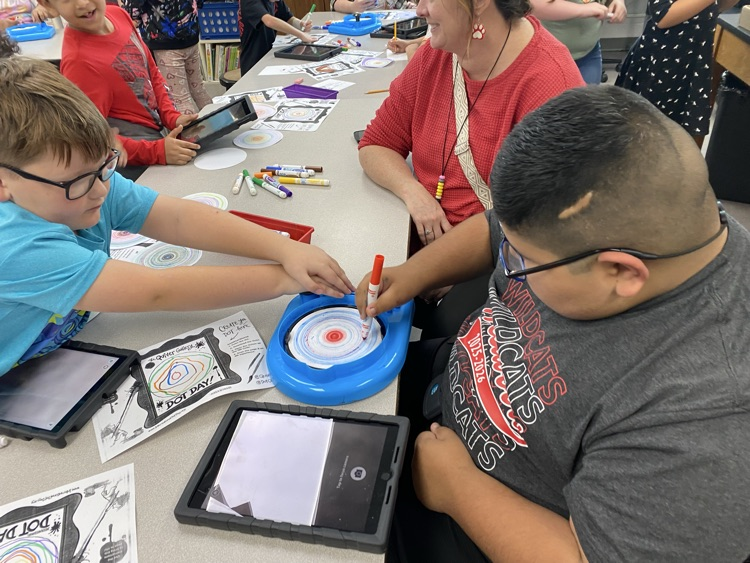students in art class