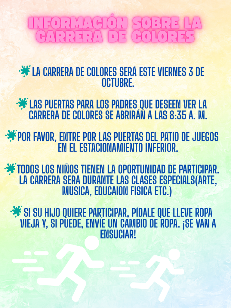 PTO Color Run is Friday, October 3rd!