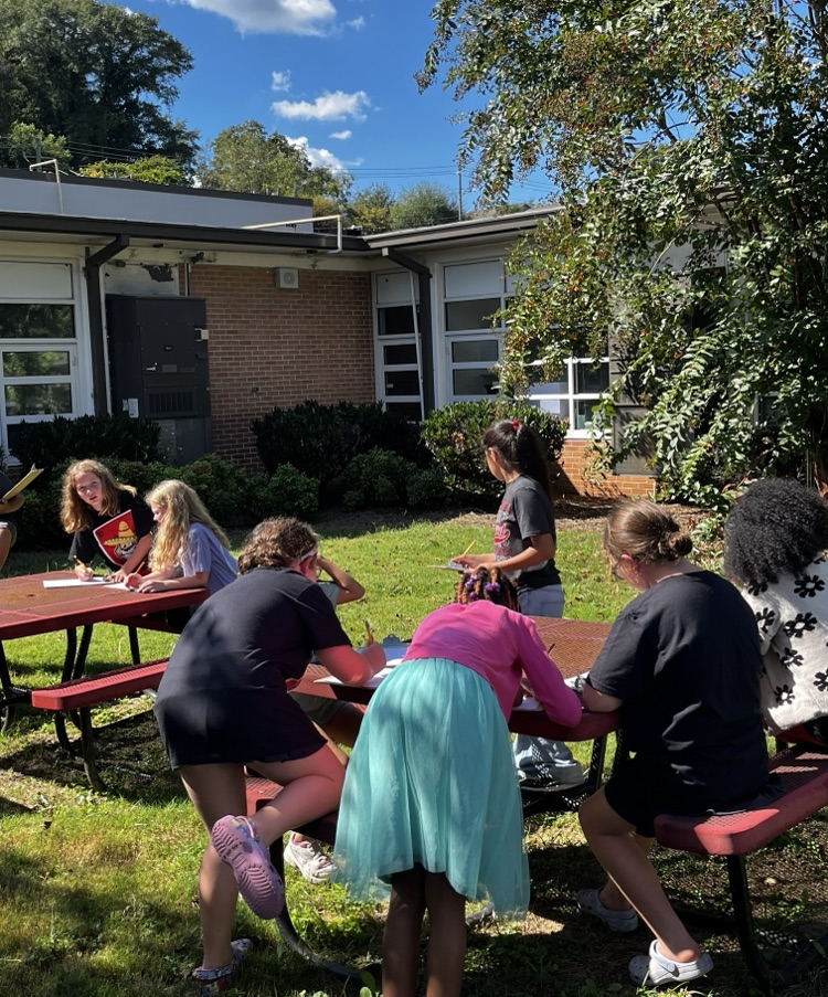 Students in the Westwood courtyard 