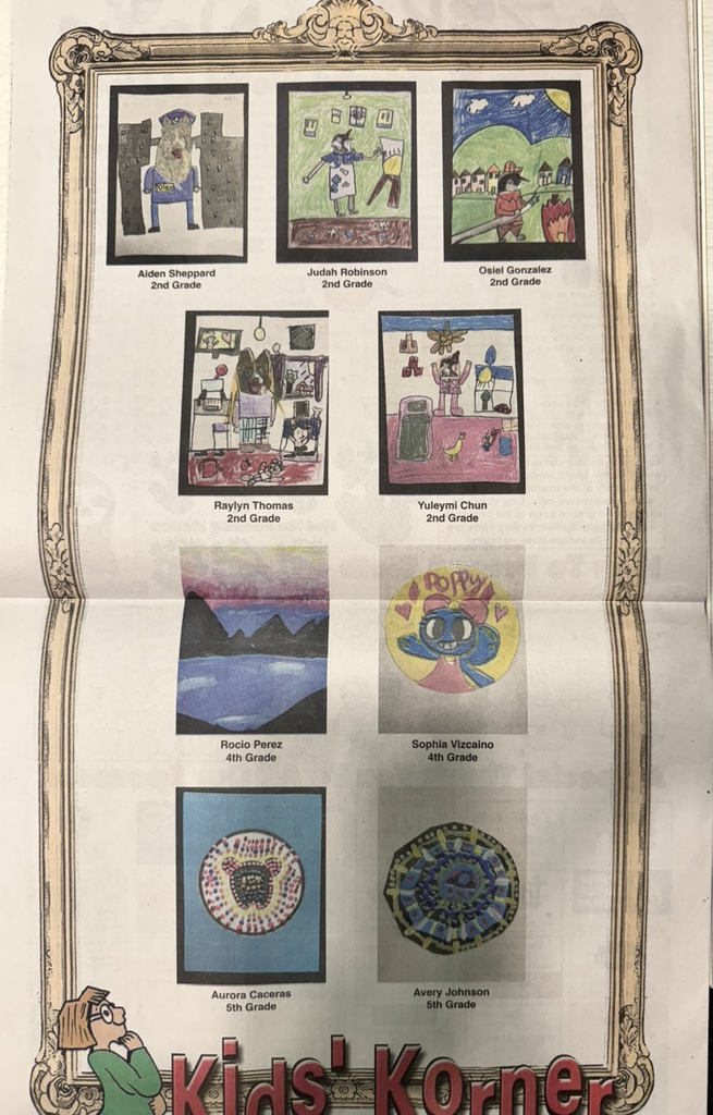 newspaper with student artwork